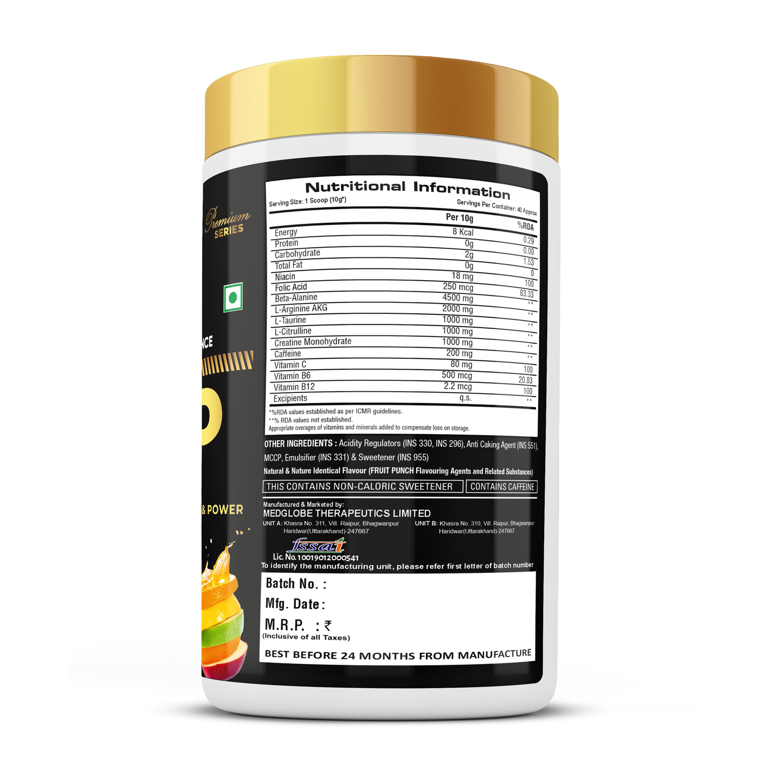 Eligator Nutrition Premium Series AMP Pre Workout 40 Servings