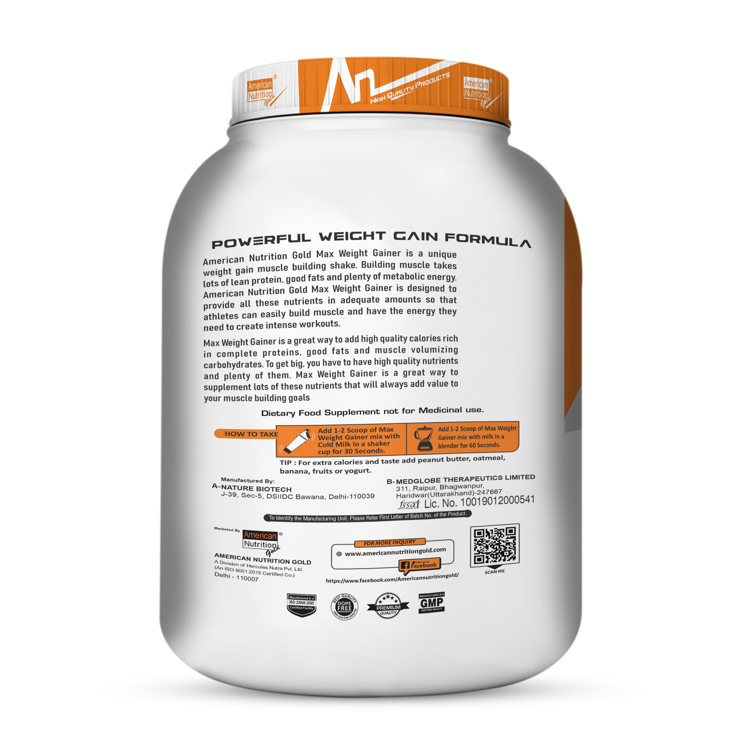 AMERICAN NUTRITION MAX WEIGHT GAINER  6LBS B