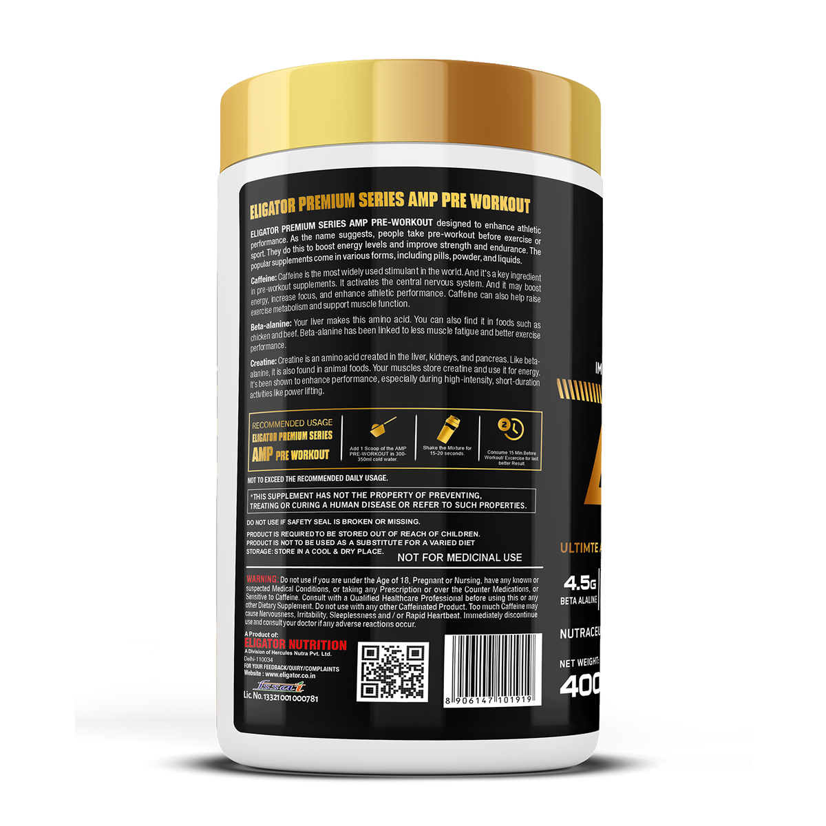 Eligator Nutrition Premium Series AMP Pre Workout 40 Servings