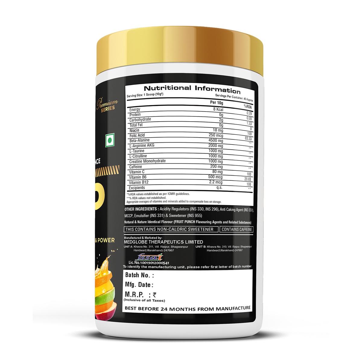 Eligator Nutrition Premium Series AMP Pre Workout 40 Servings