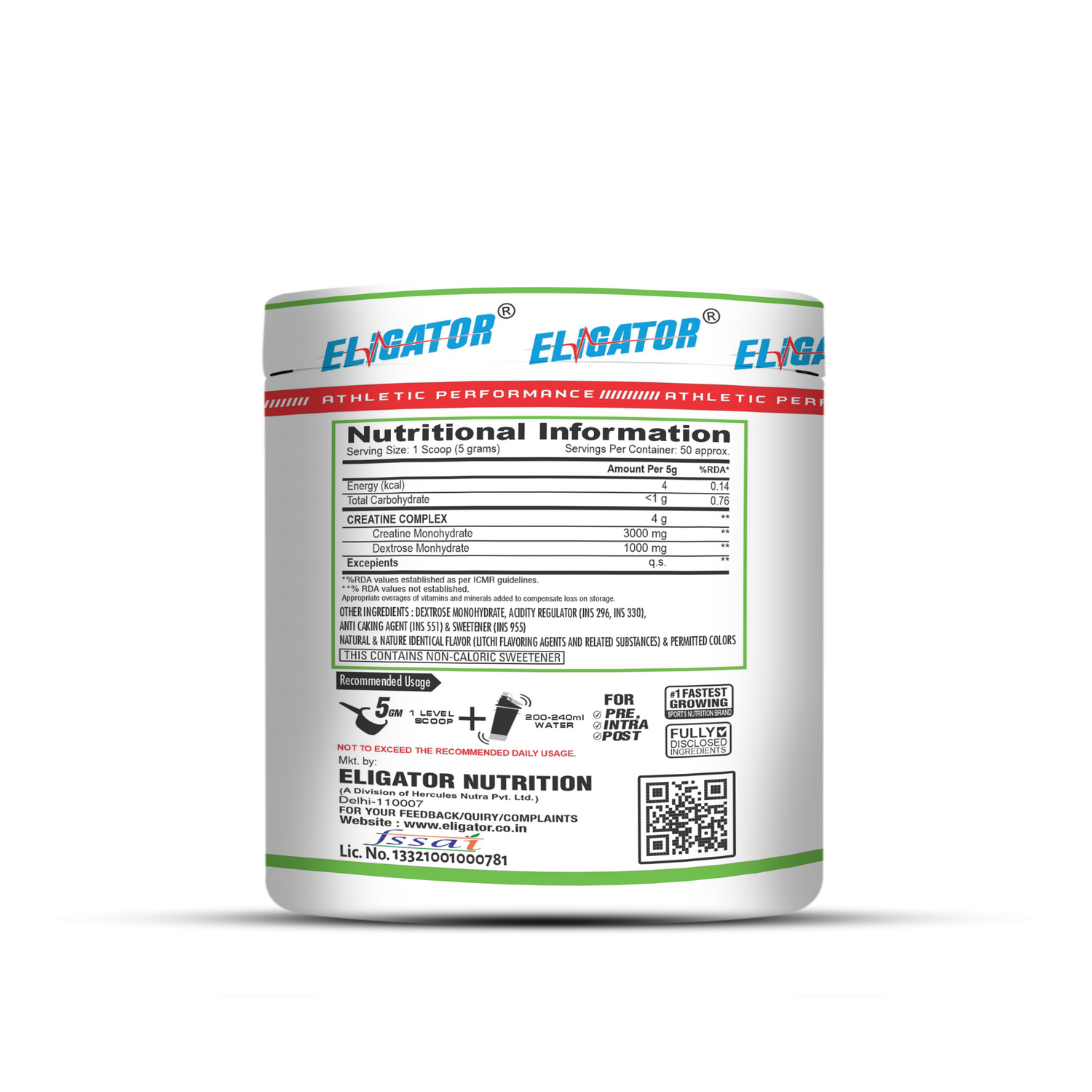 Eligator Creatine Monohydrate 50 SERVING