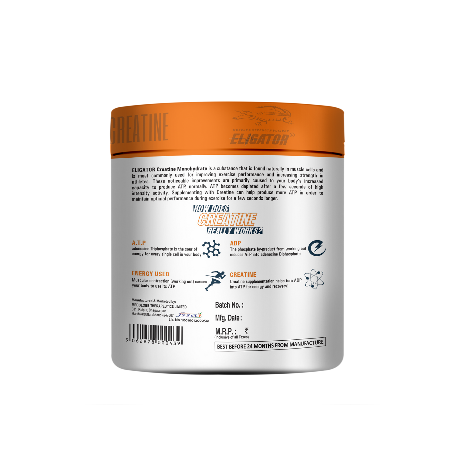 Eligator Nutrition Creatine Monohydrate Unflavour 83 Servings