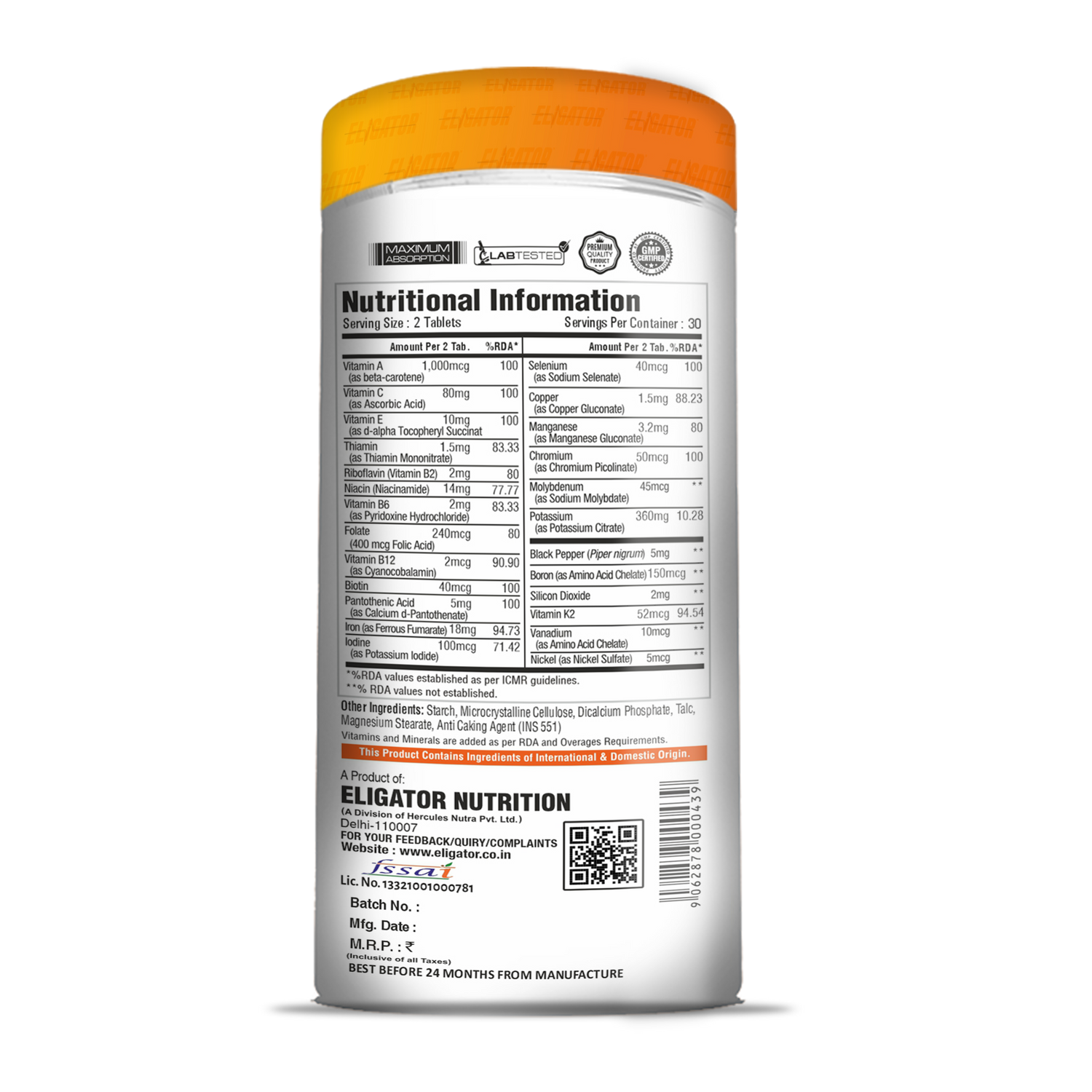 Eligator Nutrition Daily Multi 60 Tablets