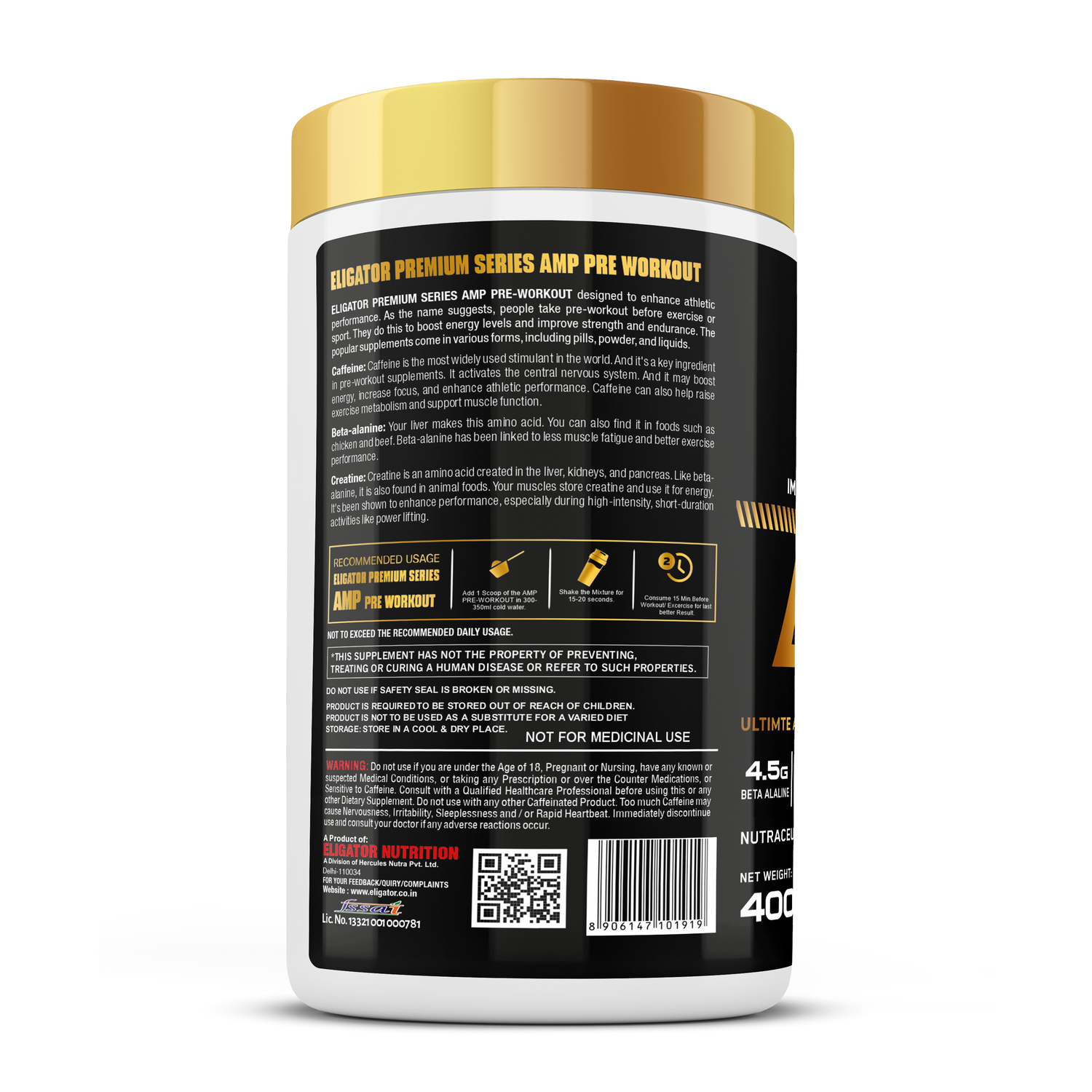 Eligator Nutrition Premium Series AMP Pre Workout 40 Servings