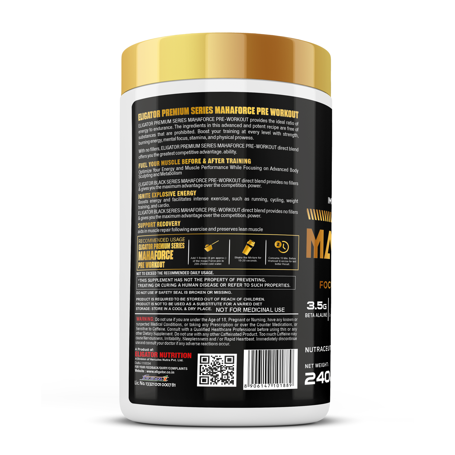 Eligator Nutrition Premium Series Mahaforce Pre Workout 30 Serving