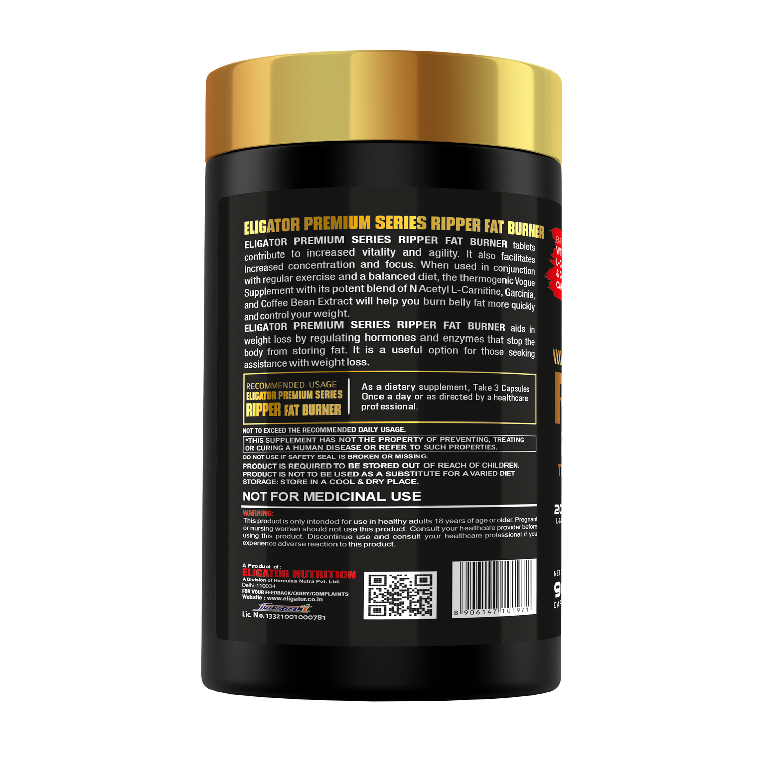 Eligator Nutrition Premium Series Ripper Fat Burner 90 Tablets