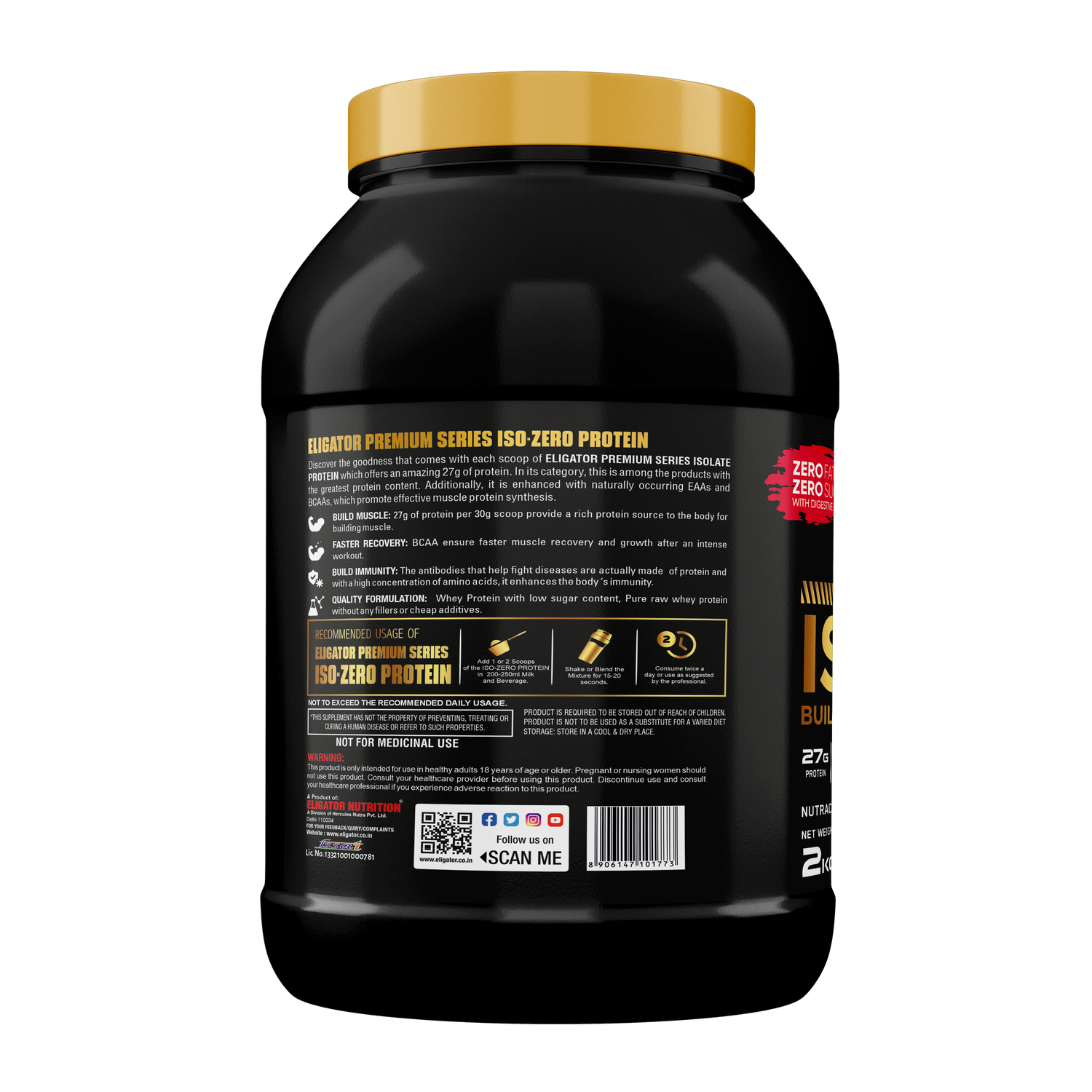 Eligator Nutrition Premium Series ISO Zero Isolate Whey Protein