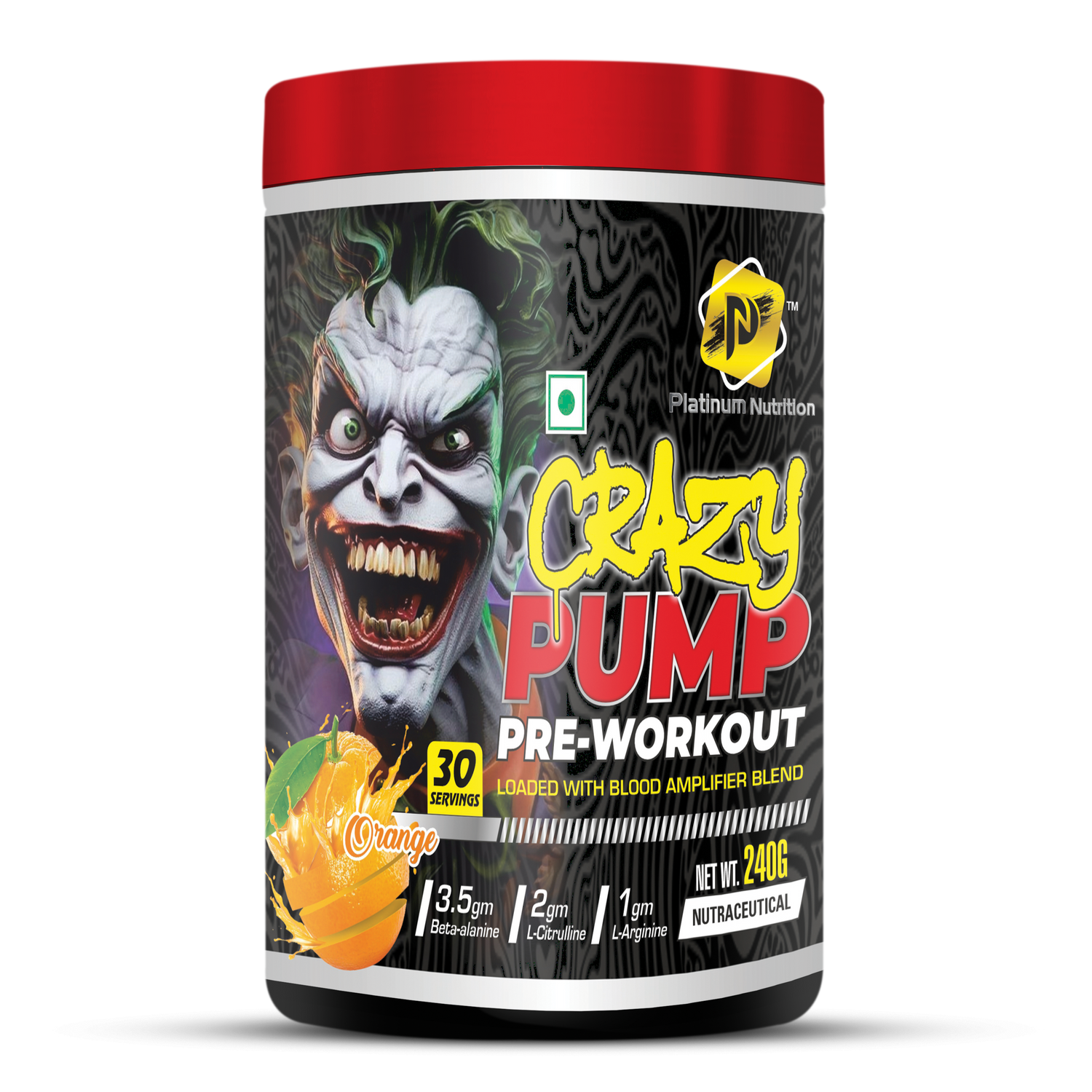 PLATINUM NUTRITION CRAZY PUMP PRE WORKOUT Orange