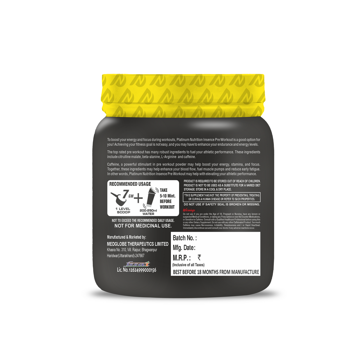 Platinum Nutrition Insence Pump Pre-Workout 40 Servings