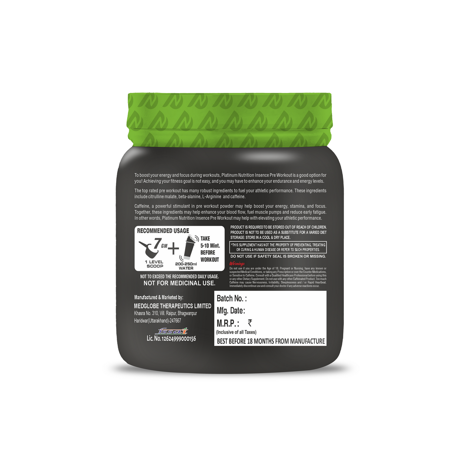 Platinum Nutrition Insence Pump Pre-Workout 40 Servings