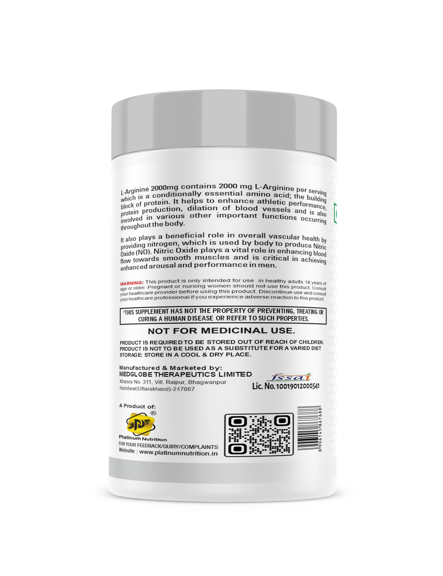 Platinum Nutrition L-Arginine 2000 Mg 90 Tablets