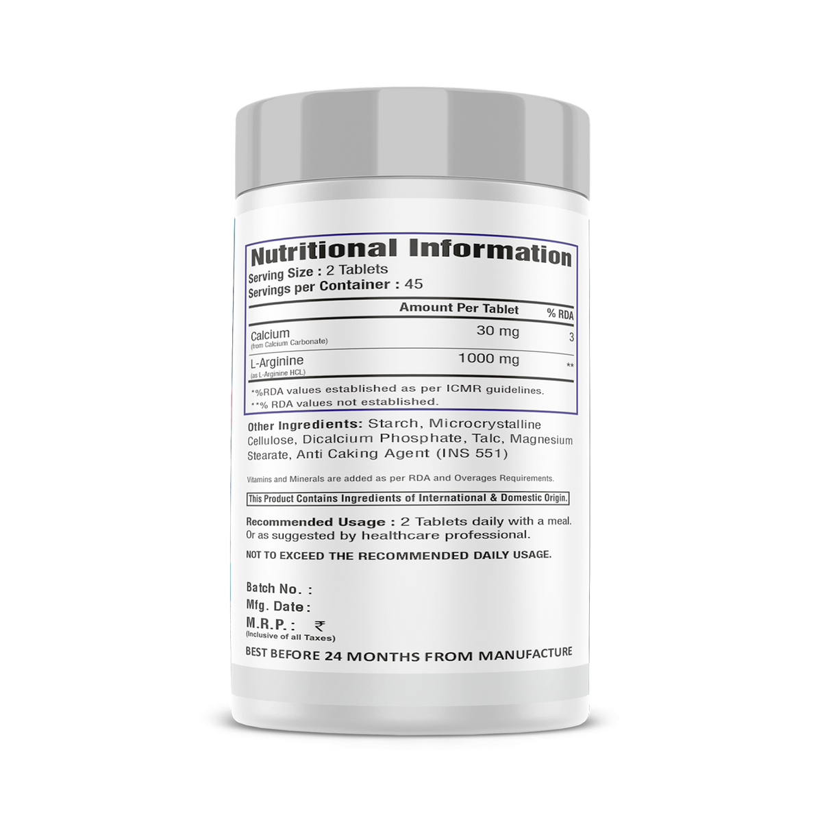 Platinum Nutrition L-Arginine 2000 Mg 90 Tablets