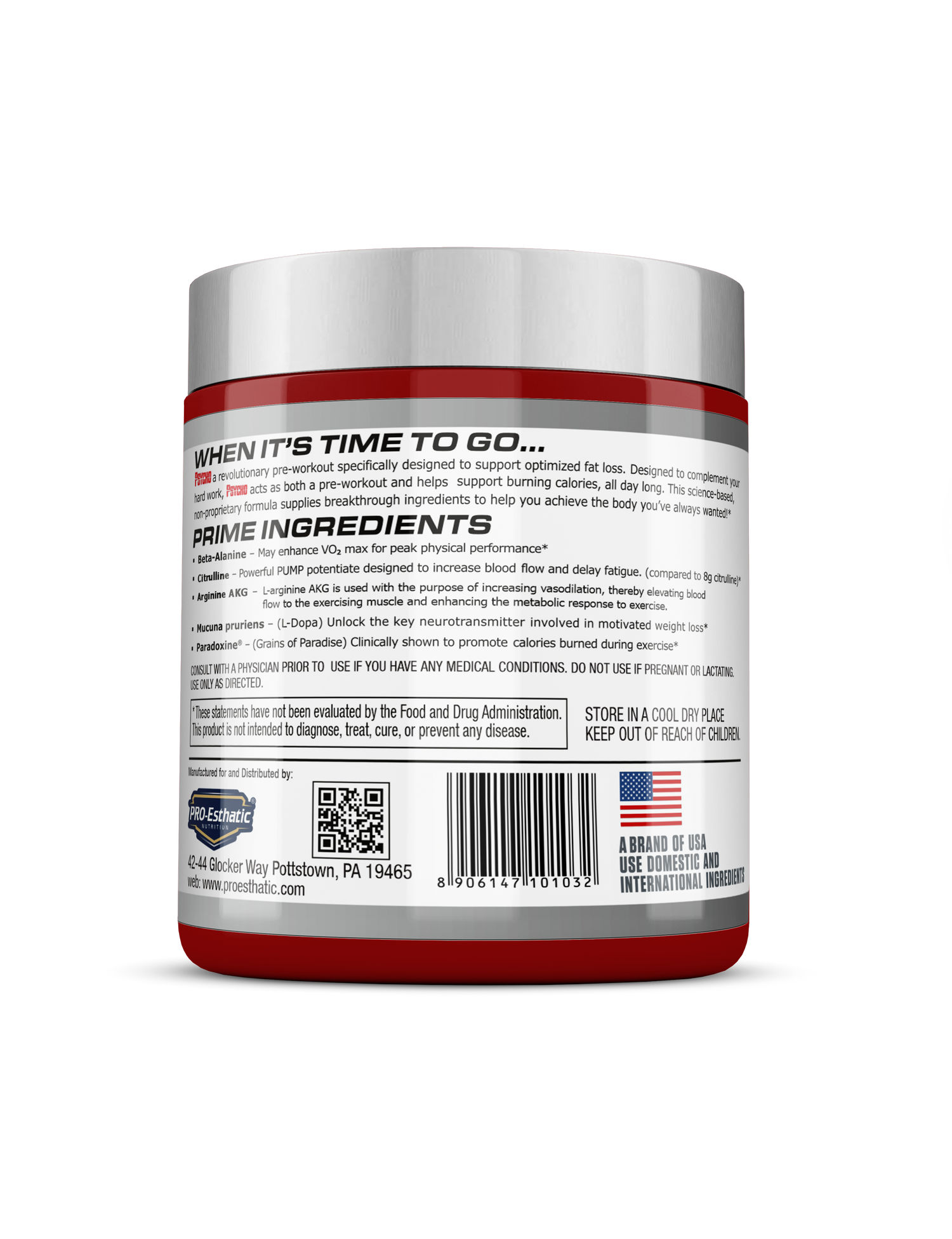 Pro Esthatic Nutrition Psycho Pre Workout Cola Blast